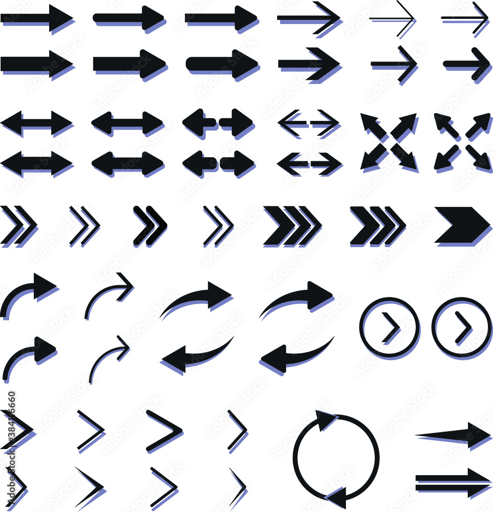 Big Set Of Vector Arrows With Shadows Big Set Of Vector Arrows With Shadows