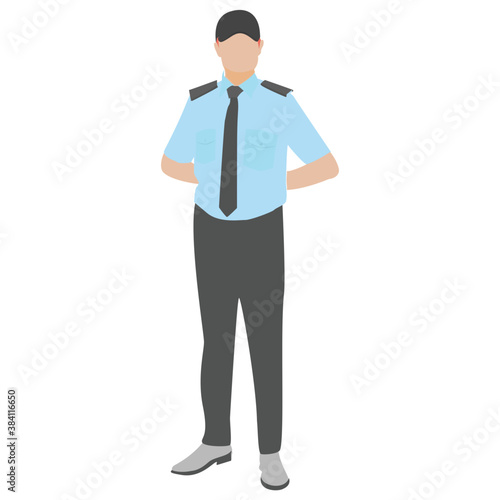 
A security officer standing to protect against terror 
