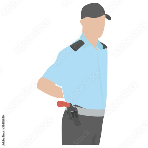 
A security officer standing to protect against terror 
