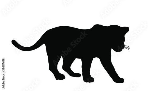 Jaguar vector silhouette illustration isolated on white background. Big cat  silent predator from America. Beautiful animal. Black panther.