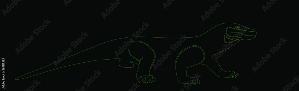 Komodo dragon vector silhouette line contour illustration isolated on ...