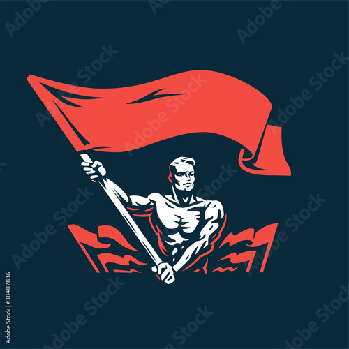 A man with a flag.