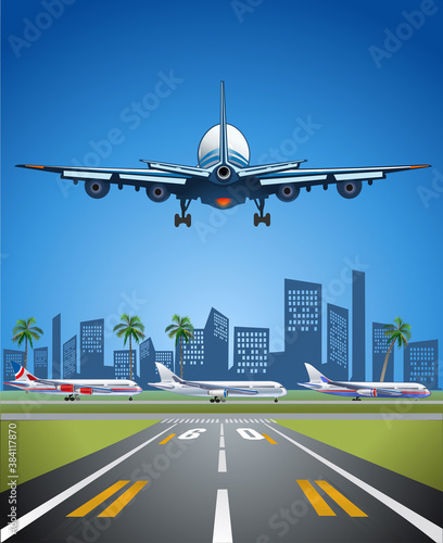 Pleasant flight. Airplane in Summer