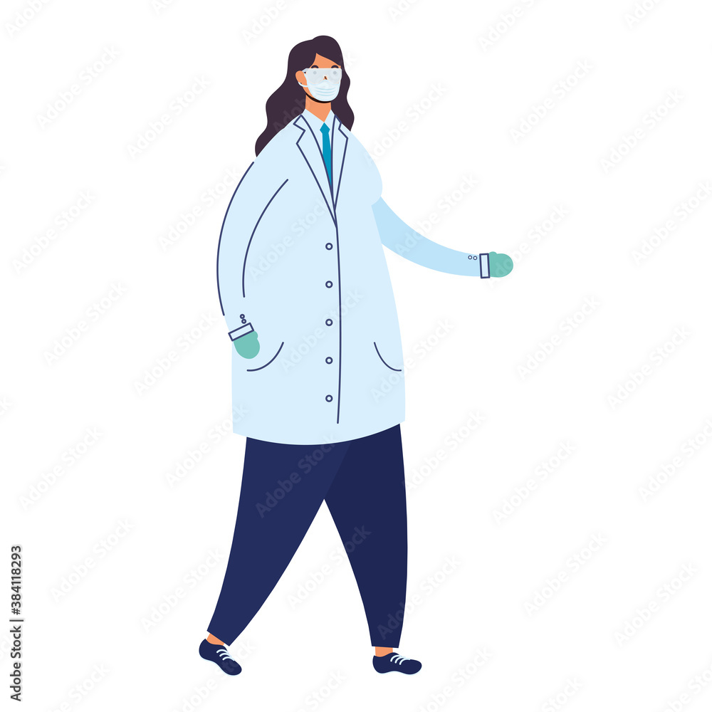 female doctor wearing medical mask character