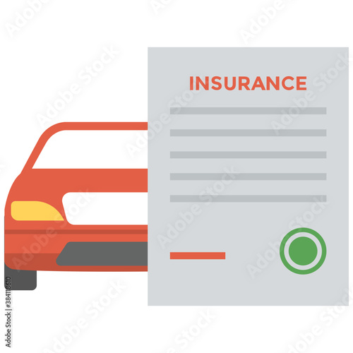 
Car with insurance document showing the icon of insured car 
