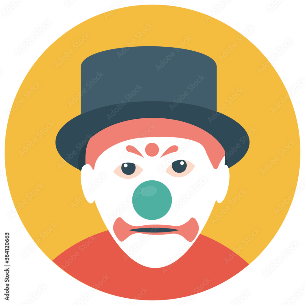 A white face joker known as auguste clown
A white face joker known as auguste clown