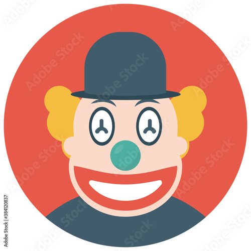 
A white face joker known as auguste clown 
