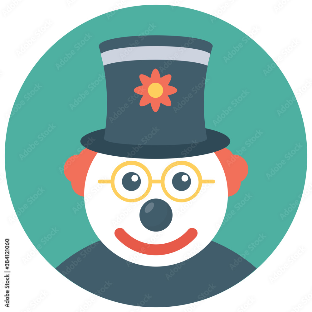 
A white face joker known as auguste clown 
