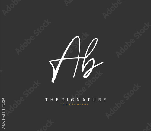 AB Initial letter handwriting and signature logo. A concept handwriting initial logo with template element.