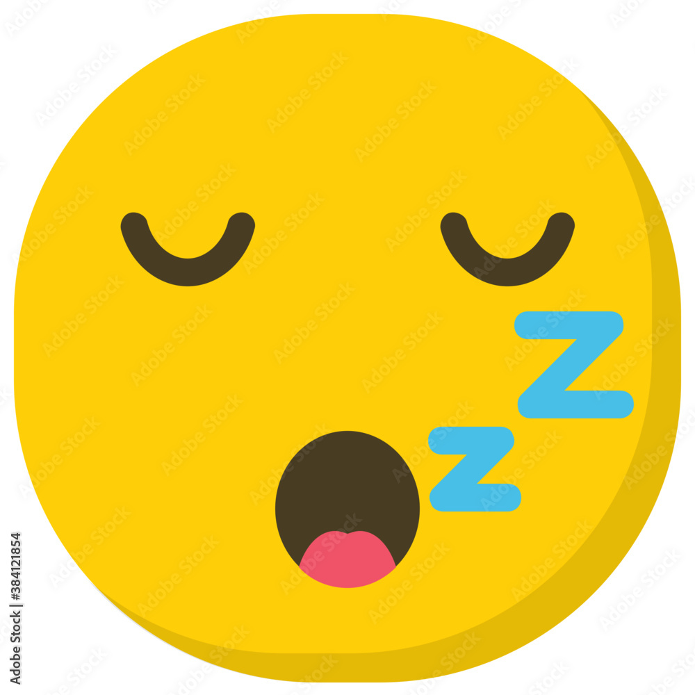 
Emoji with sleepy zzz sign, sleepy face flat icon design

