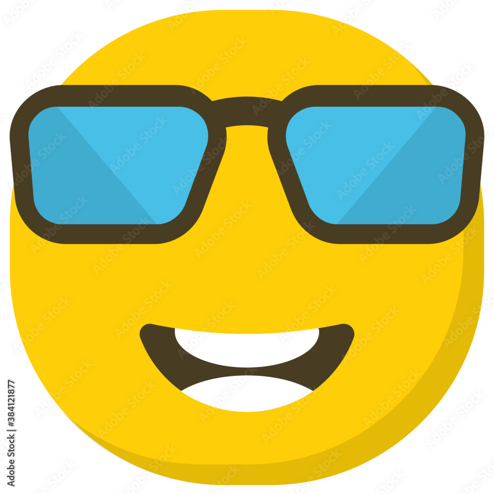Emoji face smiling and wearing sunglasses that is used to denote a sense of cool emoji
Emoji face smiling and wearing sunglasses that is used to denote a sense of cool emoji