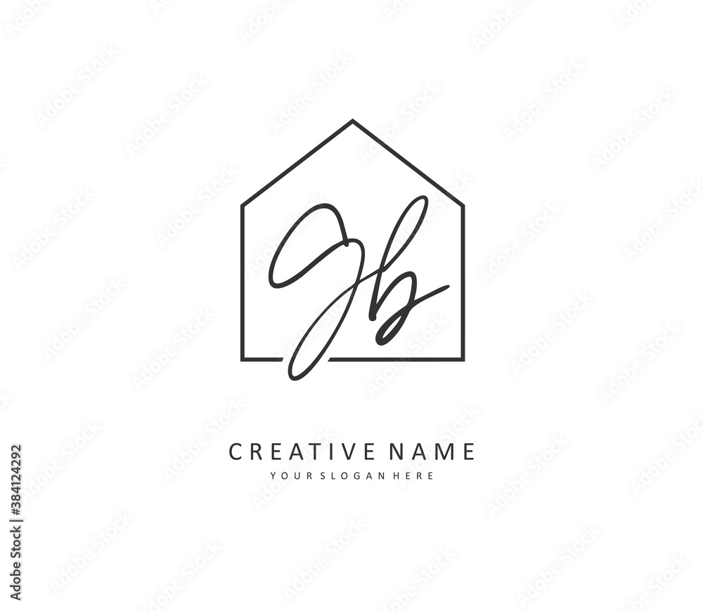 G B GB Initial letter handwriting and signature logo. A concept handwriting initial logo with template element.