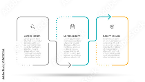 Minimal infographic thin line template 3 options or steps. Business concept design with icon and process chart.
