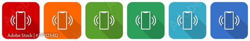 Mobile phone, smartphone icon set, flat design vector illustration in 6 colors options for webdesign and mobile applications