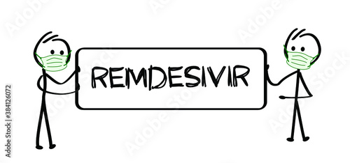 Remdesivir covid-19 liquid medication. Concept of tablet or hypodermic needle for new experimental antiviral drug. Possible cure medication for treatment coronavirus. Antiviral Drug. Vector sign