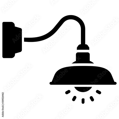 
Lamp fixed in wall and light flashing depicting wall light 
