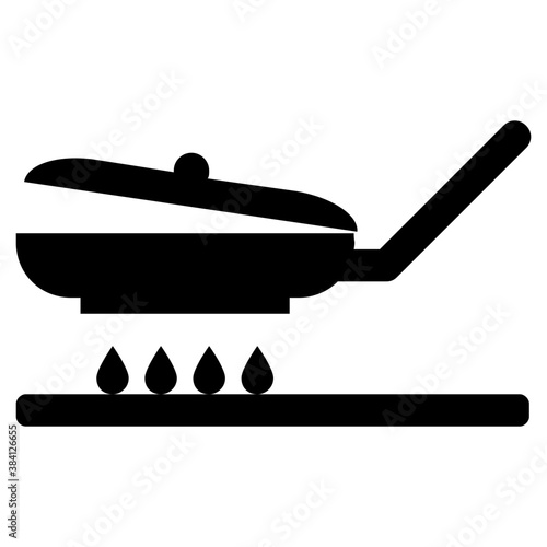 
An egg poacher on a cooking stove 
