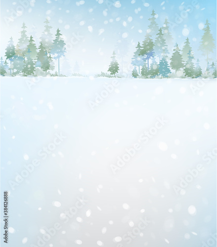 Vector winter background. Winter snowy landscape.