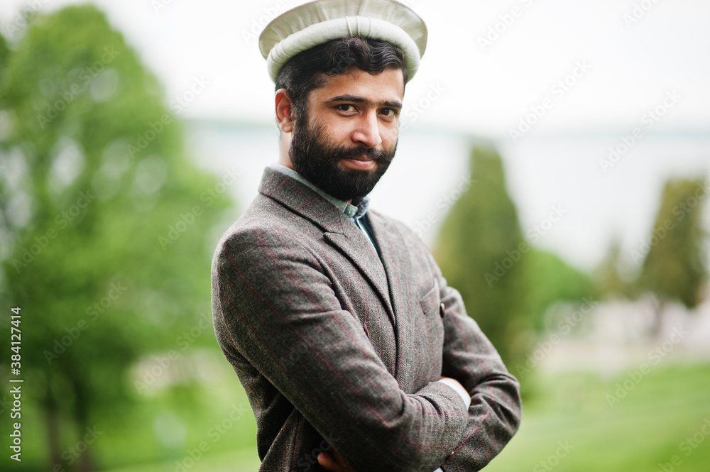 Beard afghanistan man wear pakol hat and jacket. Stock Photo | Adobe Stock