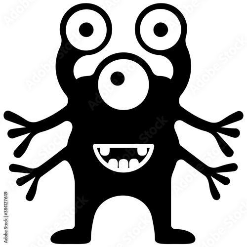 
Monster having horrible face, eyed alien 
