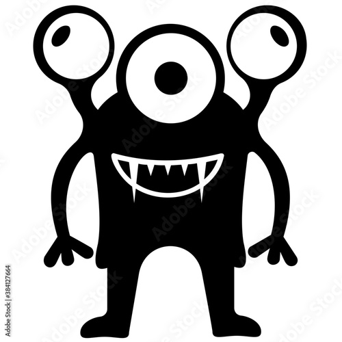 
Monster having horrible face, eyed alien 
