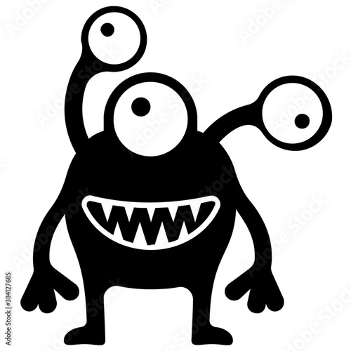 
Monster having horrible face, eyed alien 
