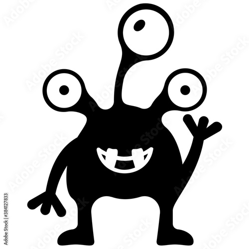 
Monster having horrible face, eyed alien 
