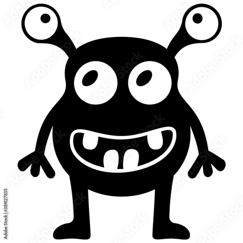 
Monster having four eyes and terrible face, cartoon monster 
