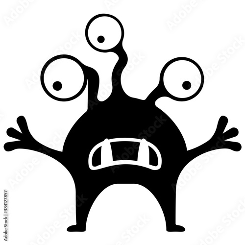 
Monster having horrible face, eyed alien 
