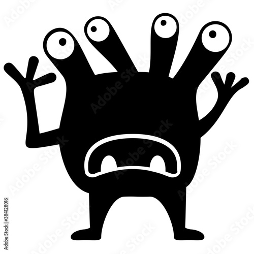 
Monster having four eyes and terrible face, cartoon monster 
