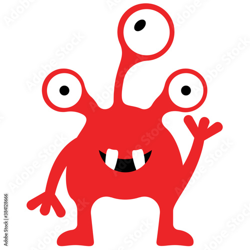 
Monster having horrible face, eyed alien 
