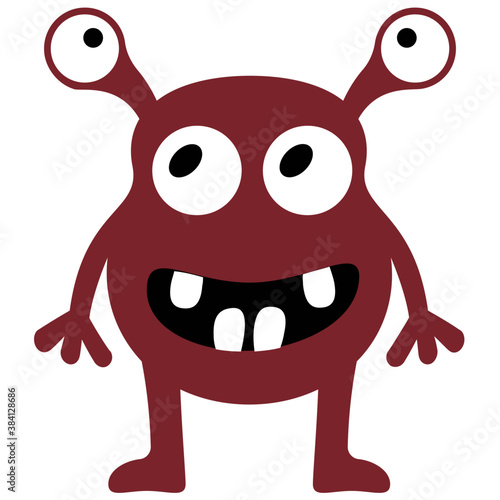 
Monster having horrible face, eyed alien 
