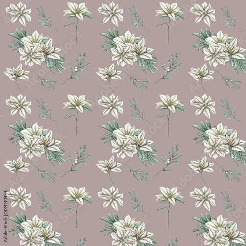 lovely poinsettia flowers pattern, xmas digital paper