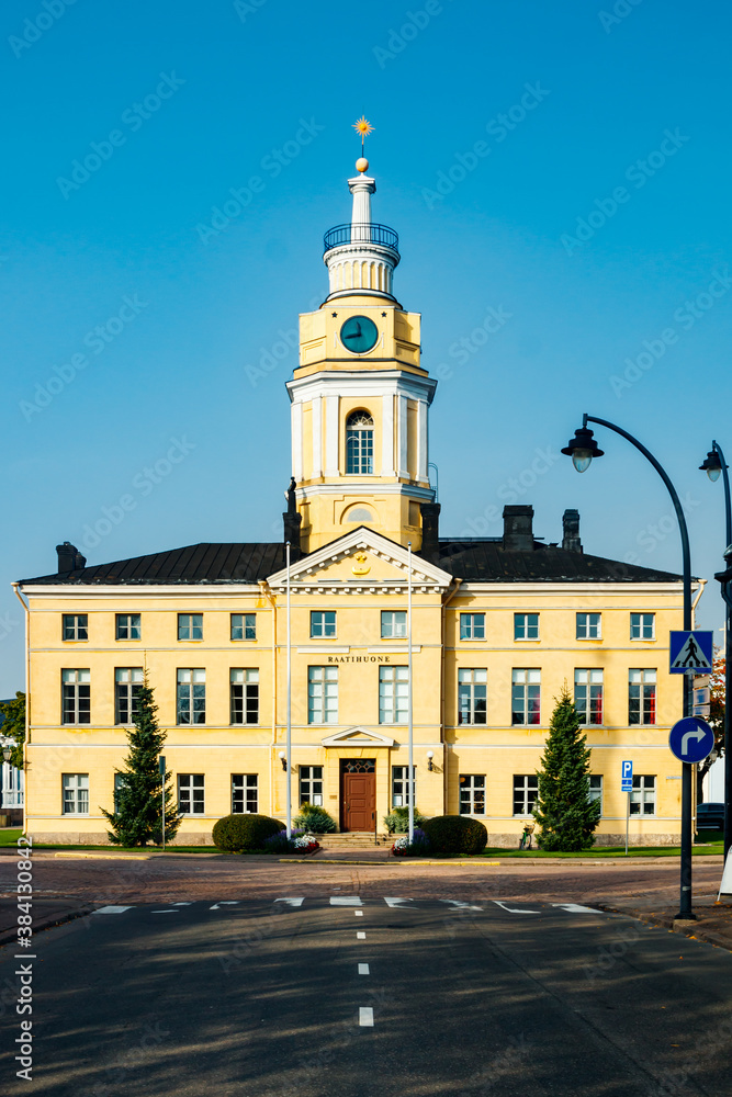 Old Town hall of Hamina at sunny autumn day, Finland