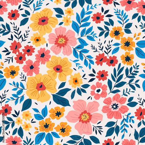 Wallpaper Mural Elegant pattern in small colorful flowers. Liberty style. Floral seamless background. Ditsy print. Vector texture. A bouquet of spring flowers for fashion prints. Torontodigital.ca