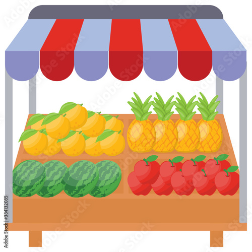 
A street stall with fruits, fruit stall 
