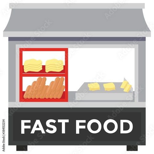 
A food stall having food pots 
