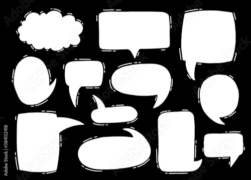 Collection hand drawn communicate speech. Design element business message.