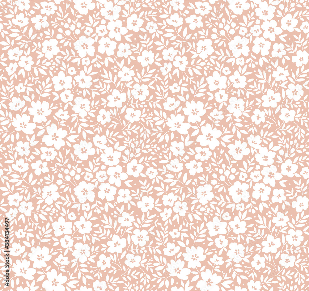 Vector seamless pattern. Pretty pattern in small flowers. Small white flowers. light beige background. Ditsy floral background. The elegant the template for fashion prints.