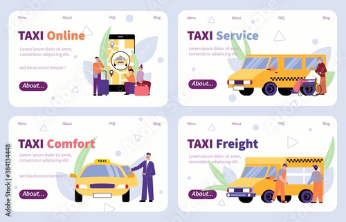 Taxi Service Flat  Banner Set © Macrovector