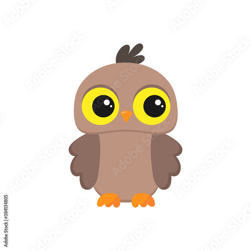 cute owl on white background. flat vector illustration
