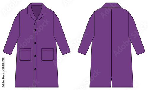 Long coat, trench coat vector template illustration / purple