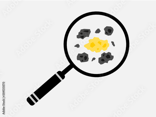 Use magnifying glass looking for nugget gold. Mineral exploration.