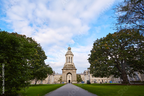 The exterior of Trinity College in Dublin, Ireland