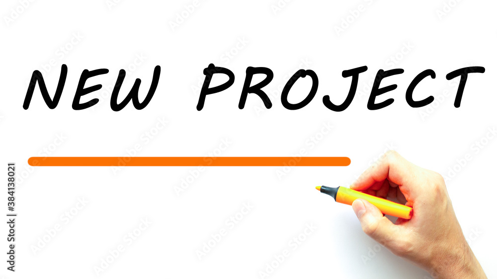 Hand writing NEW PROJECT with marker. Isolated on white background. Business concept. Hand writing NEW PROJECT with marker. Isolated on white background. Business concept.
