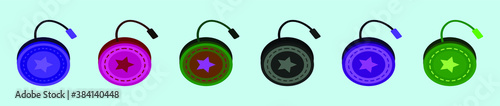 set of yoyo cartoon icon design template with various model. vector illustration isolated on blue background