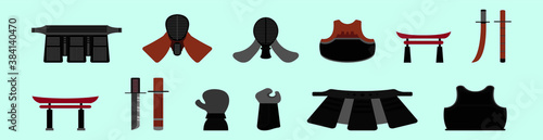 set of kendo cartoon icon design template with various models. vector illustration isolated on blue background