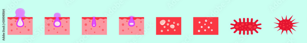 set of acne cartoon icon design template with various models. vector illustration isolated on blue background set of acne cartoon icon design template with various models. vector illustration isolated on blue background