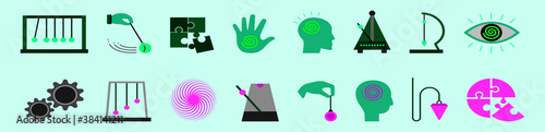 Schizophrenia and Psychology icons set with various models. Isolated vector illustration on blue