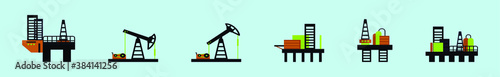 set of oil industry cartoon icon design template with various models. vector illustration isolated on blue background